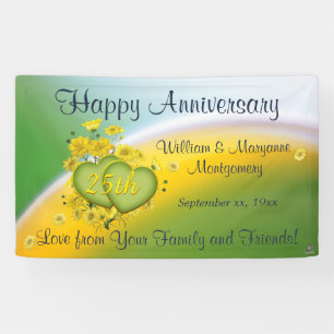 25th Anniversary Yellow Flowers Love Celebration Banner