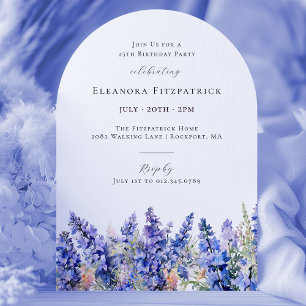 25th Birthday Blue Larkspur July Birth Flower Arch Invitation