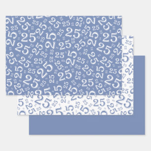 25th Birthday Blue Random Number Pattern 25 Wrapping Paper Sheet