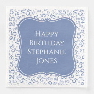 25th Birthday Blue/White Bracket Number Pattern Napkin