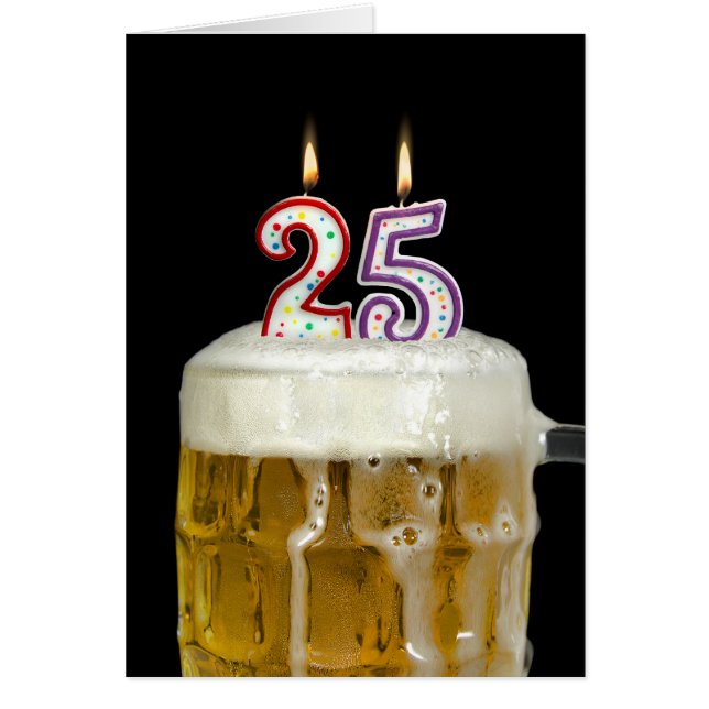 25th birthday candles in beer (Front)