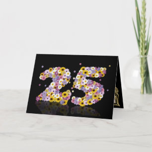 25th birthday card with flowery letters