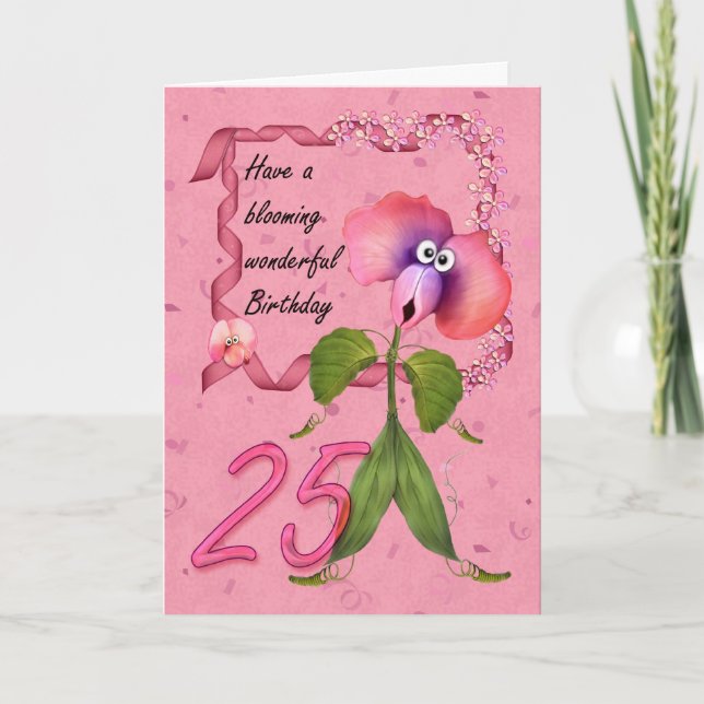 25th Birthday Card with Moonies cute bloomers, (Front)