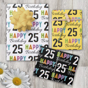 25th Birthday Colorful Typography  Wrapping Paper Sheet