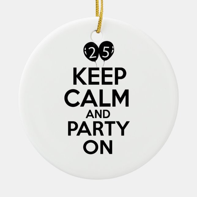 25th birthday designs ceramic tree decoration (Front)