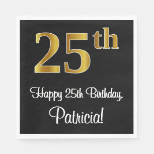 25th Birthday ~ Elegant Luxurious Faux Gold Look # Napkin