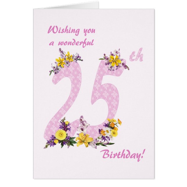 25th Birthday Flower Decorated Numbers (Front)
