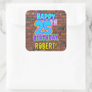 25th Birthday – Fun, Urban Graffiti Inspired Look Square Sticker