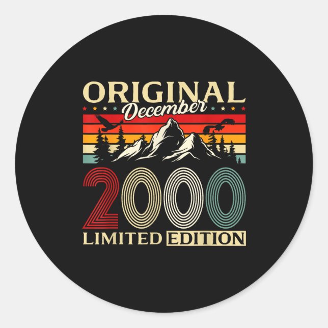 25th Birthday Gift Men Women Original December 200 Classic Round Sticker (Front)