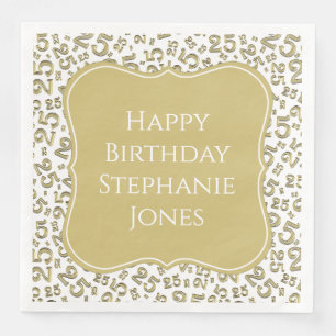 25th Birthday Gold Random Number Pattern 25 Napkin