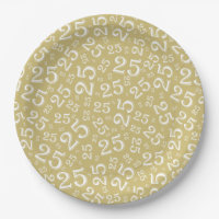 25th Birthday Gold/White Random Number Pattern