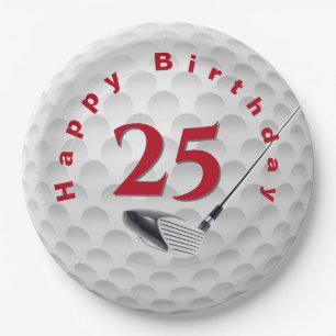 25th Birthday Golf Ball Design Paper Plate
