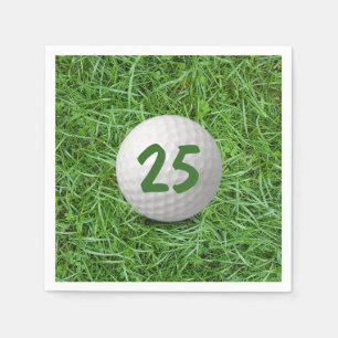 25th Birthday Golf Ball on Grass  Napkins