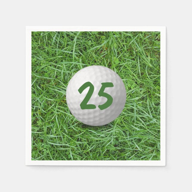 25th Birthday Golf Ball on Grass  Napkins (Front)
