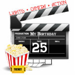 25th Birthday Hollywood Movie Party Standing Photo Sculpture<br><div class="desc">25th Hollywood Film Movie theme Birthday party t-shirts,  cake toppers,  cake plates,  party favours,  cards,  buttons for your Movie themed birthday party. 25th birthday presents and decorations with film movie clapboard,  popcorn,  lights,  camera,  action and the number 25. 25 year old gifts for people turning 25.</div>