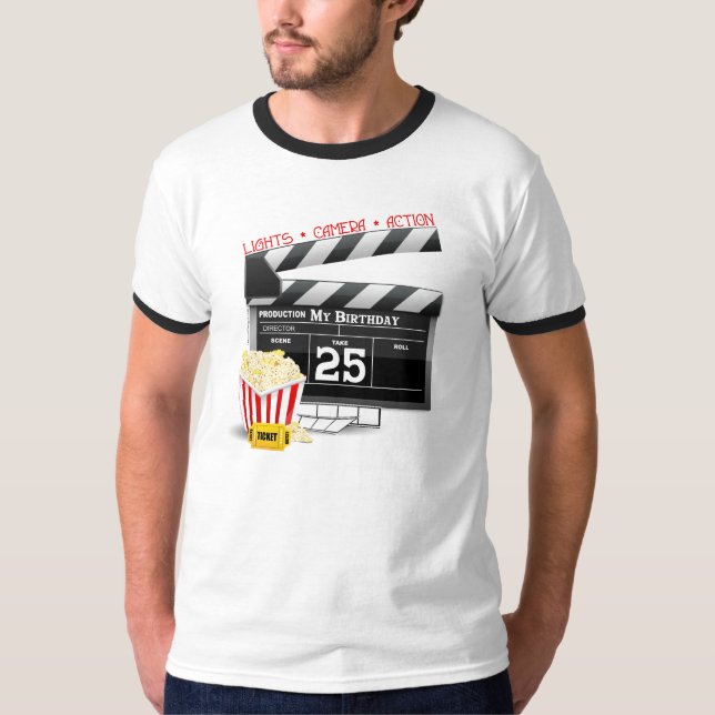 25th Birthday Hollywood Movie Party T-Shirt (Front)