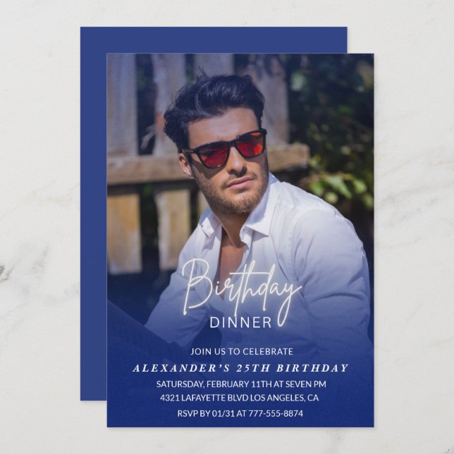 25th birthday invitation Birthday Dinner Photo Men (Front/Back)