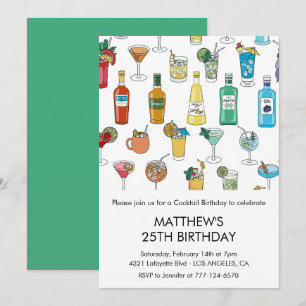 25th birthday invitations Cocktail Contemporary