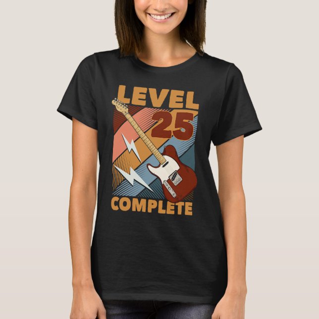 25th Birthday Level 25 Complete complete E-Guitar  T-Shirt (Front)