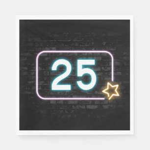 25th Birthday Neon Sign On Brick Napkin