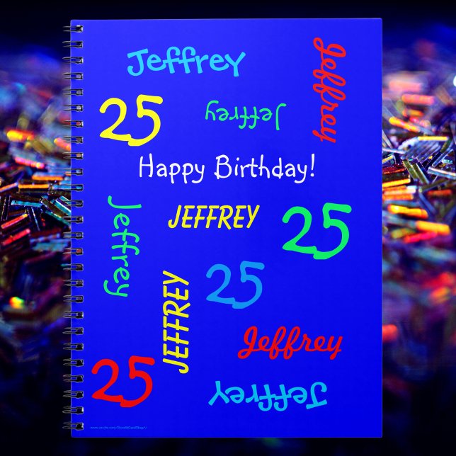 25th Birthday Party Blue Repeating Name Guest Book (Creator Uploaded)