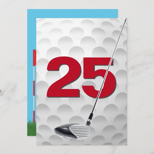 25th Birthday Party Golf Theme Invitation (Front/Back)