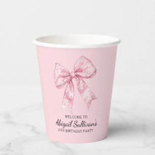 25th Birthday Party Golf Theme Pink Bow Golf Ball Paper Cups