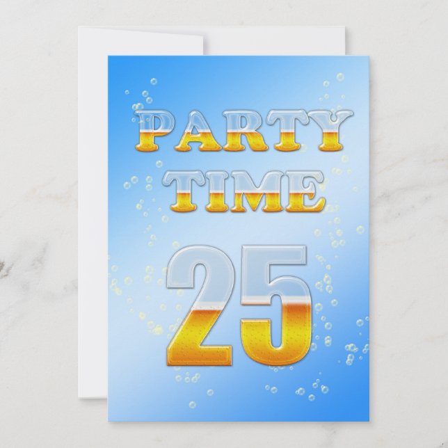 25th birthday party invitation with beer (Front)