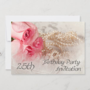 25th Birthday party invitation with roses
