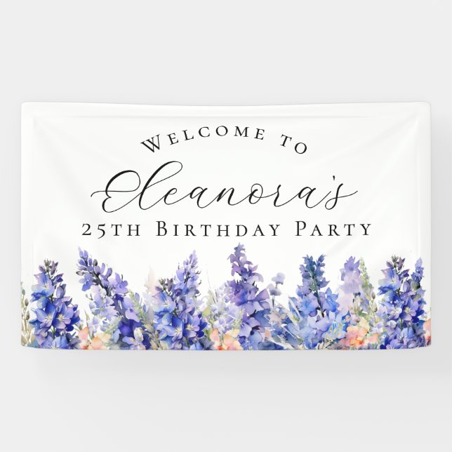 25th Birthday Party July Birth Flower Welcome Banner (Horizontal)
