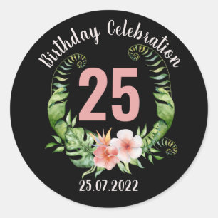 25th Birthday Party text Classic Round Sticker
