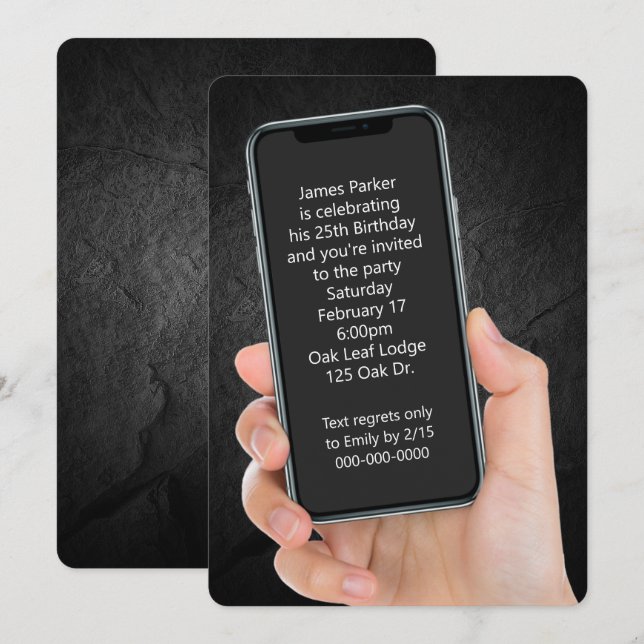 25th Birthday Party Text Message Invitation (Front/Back)