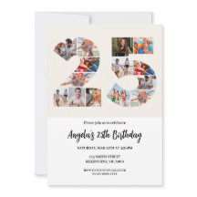 25th Birthday Photo Collage Invitation