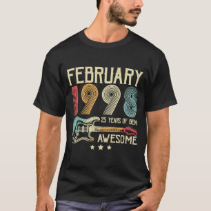 25th Birthday Retro Guitar  February 1998 25 Years T-Shirt