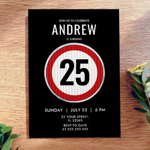 25th Birthday Speed Limit Sign - ANY AGE Invitation