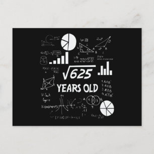 25th Birthday Square Root Math 25 Years Old Bday Postcard