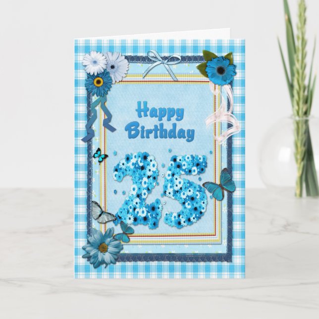 25th Birthday with a scrapbook effect Card (Front)