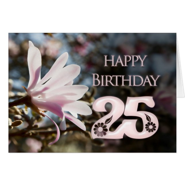 25th Birthday with magnolia (Front Horizontal)