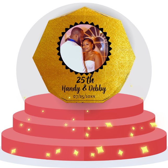 25th Gold Black Anniversary Gift Keepsake Photo Block (Creator Uploaded)
