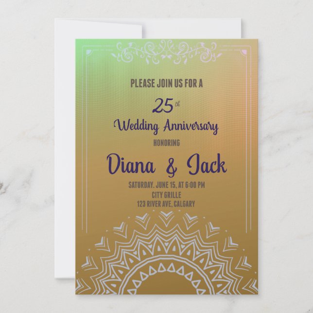 25th Golden Horizon acrylics Art Anniversary  Invitation (Front)