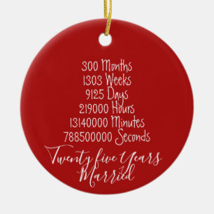 25th Love Keepsake Ceramic Tree Decoration