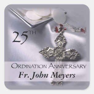 25th Ordination Anniversary Cross Host Square Sticker