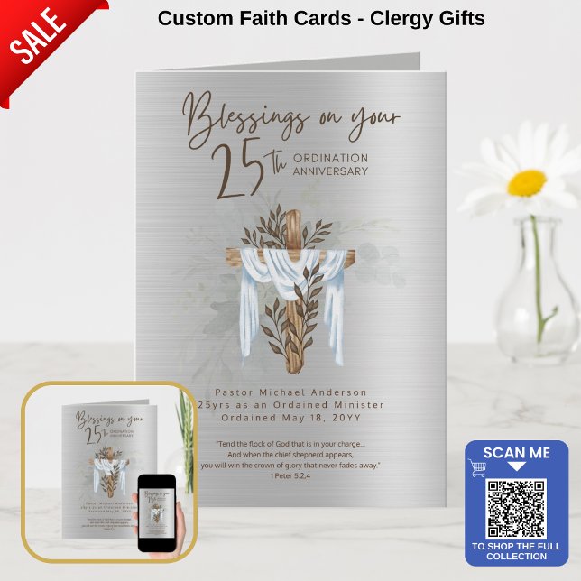 25th ORDINATION ANNIVERSARY Priest Pastor Minister Card (Creator Uploaded)