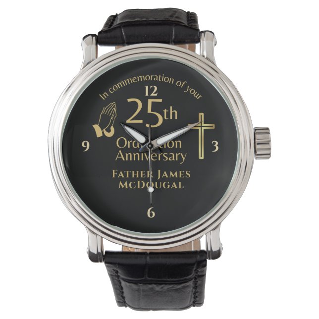 25TH Ordination Anniversary Priest PERSONALIZED  Watch (Front)