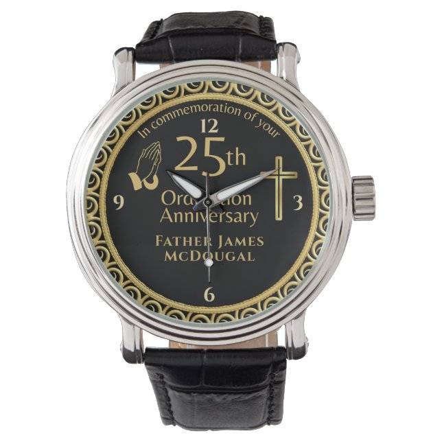 25TH Ordination Anniversary Priest PERSONALIZED  Watch (Front)