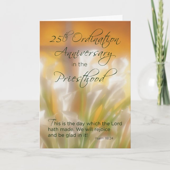25th Ordination Anniversary Priesthood Lilies Card (Front)
