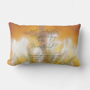 25th Ordination Anniversary Priesthood Lilies Lumbar Cushion