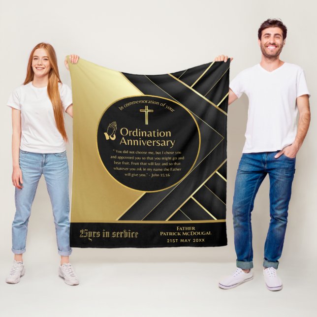 25th Pastor Priest Anniversary Gift Ordination ANY Fleece Blanket (In Situ)