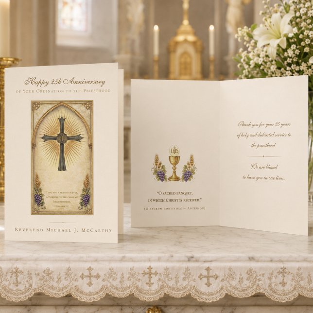 25th Priest Anniversary Catholic IHS Eucharistic Card (Creator Uploaded)