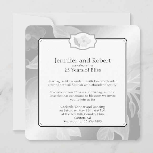 25th Rose Garden Wedding Anniversary Invitation (Front)